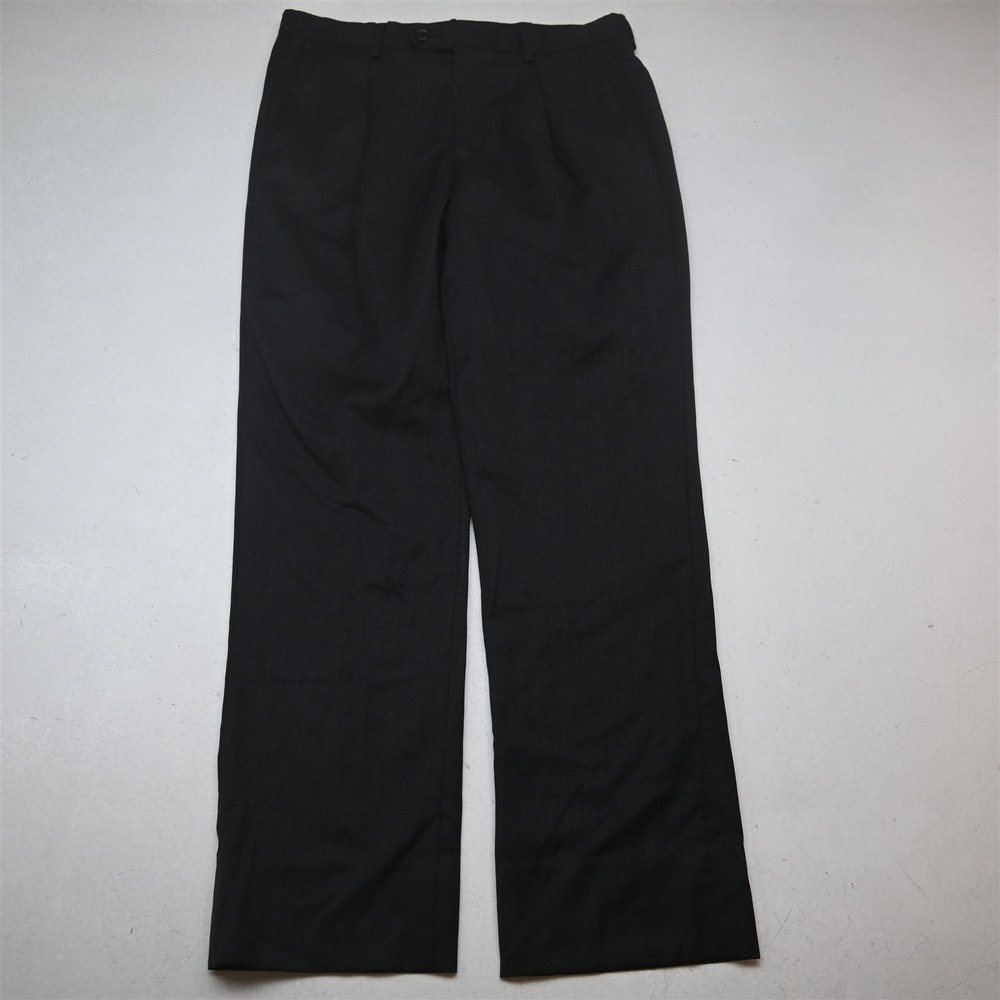 Linea Uomo 31x30 Charcaol Gray 100% Wool Pleated Straight Dress Mens Pants
